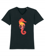 Sea Horse Beach Sunset Tricou mânecă scurtă guler V Bărbat Presenter