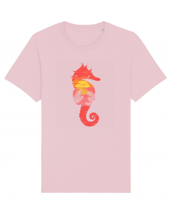 Sea Horse Beach Sunset Cotton Pink