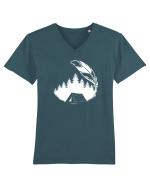 Cu Cortul în Pădure Tricou mânecă scurtă guler V Bărbat Presenter