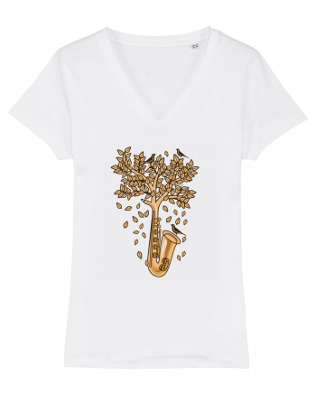 Autumn Saxophone Tree White