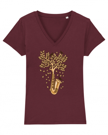 Autumn Saxophone Tree Burgundy