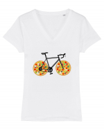 Pizza Bike Tricou mânecă scurtă guler V Damă Evoker