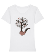 Musical Pipe Tree Tricou mânecă scurtă guler larg fitted Damă Expresser
