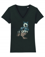 Night Owl Tricou mânecă scurtă guler V Damă Evoker