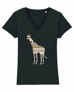 Giraffe Ceramic Ornament Tricou mânecă scurtă guler V Damă Evoker