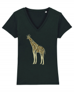 Giraffe Tree Tricou mânecă scurtă guler V Damă Evoker