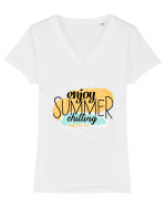 Enjoy Summer Chilling Tricou mânecă scurtă guler V Damă Evoker