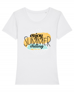 Enjoy Summer Chilling Tricou mânecă scurtă guler larg fitted Damă Expresser