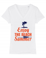 Enjoy The Beach Summer Tricou mânecă scurtă guler V Damă Evoker