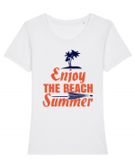 Enjoy The Beach Summer Tricou mânecă scurtă guler larg fitted Damă Expresser