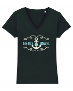 Enjoy The Travel Tricou mânecă scurtă guler V Damă Evoker