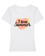 I Love Summer Tricou mânecă scurtă guler larg fitted Damă Expresser