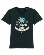 Retro Beach Cafe 1977 Tricou mânecă scurtă guler V Bărbat Presenter