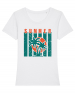 Retro Summer Sunset Tricou mânecă scurtă guler larg fitted Damă Expresser