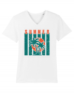 Retro Summer Sunset Tricou mânecă scurtă guler V Bărbat Presenter