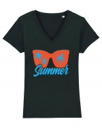 Summer Tricou mânecă scurtă guler V Damă Evoker