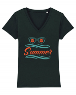 Summer Tricou mânecă scurtă guler V Damă Evoker