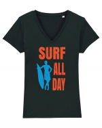 Surf All Day Tricou mânecă scurtă guler V Damă Evoker