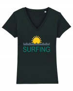 Surf Tricou mânecă scurtă guler V Damă Evoker