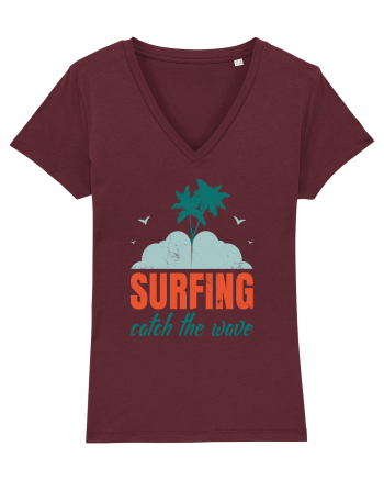 Surfing Catch The Wave Burgundy