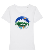 Căprioarele și Lacul din Padure Tricou mânecă scurtă guler larg fitted Damă Expresser