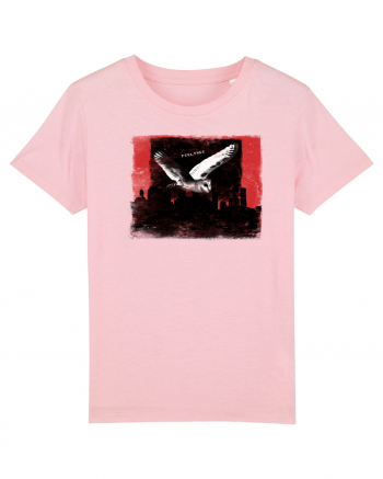 owl flying over the city, feel free Cotton Pink