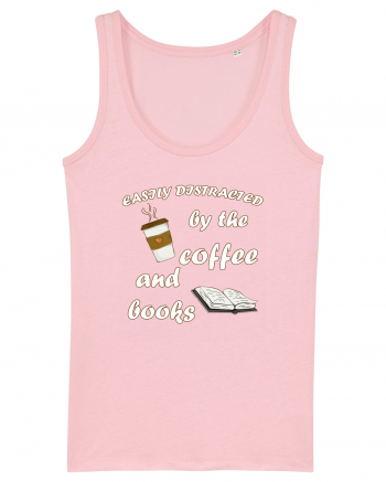 Easily Distracted By The Coffee And Books Cotton Pink