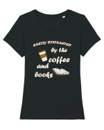 Easily Distracted By The Coffee And Books Tricou mânecă scurtă guler larg fitted Damă Expresser