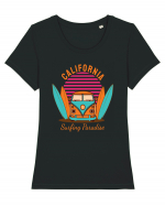 California Surfing Paradise Van Life Tricou mânecă scurtă guler larg fitted Damă Expresser