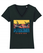 Miami Beach Florida Tricou mânecă scurtă guler V Damă Evoker