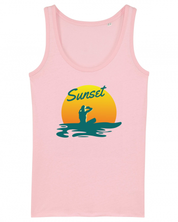 Ocean Sunset Blue Wave Cotton Pink