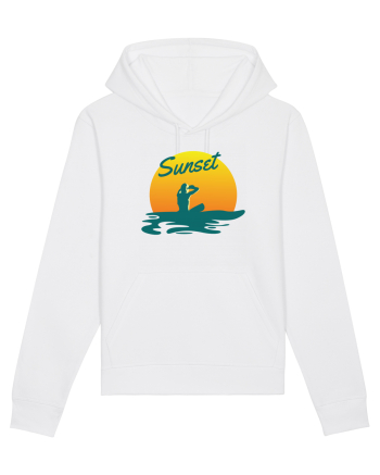 Ocean Sunset Blue Wave White