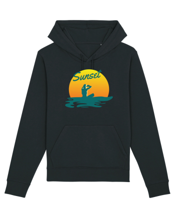Ocean Sunset Blue Wave Black