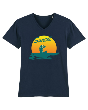 Ocean Sunset Blue Wave French Navy