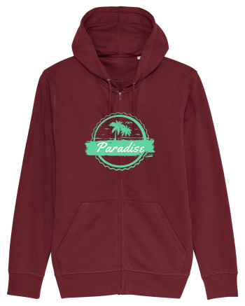 Paradise Green Palm Trees Burgundy