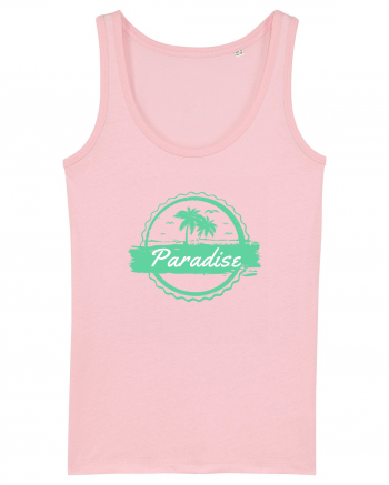 Paradise Green Palm Trees Cotton Pink