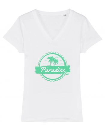 Paradise Green Palm Trees White