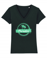 Paradise Green Palm Trees Tricou mânecă scurtă guler V Damă Evoker