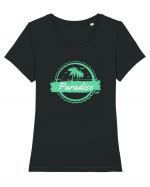 Paradise Green Palm Trees Tricou mânecă scurtă guler larg fitted Damă Expresser