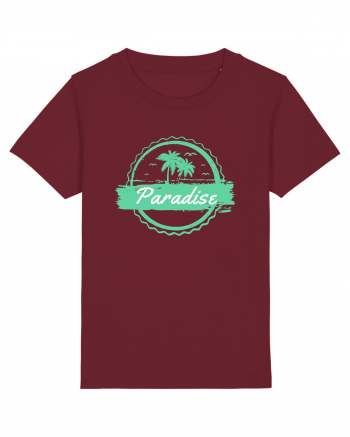 Paradise Green Palm Trees Burgundy