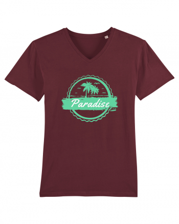 Paradise Green Palm Trees Burgundy