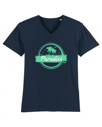 Paradise Green Palm Trees French Navy