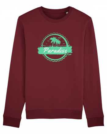 Paradise Green Palm Trees Burgundy