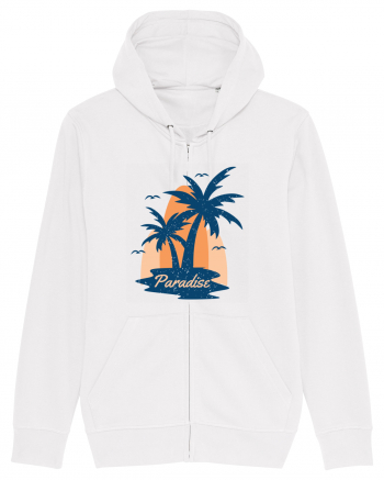 Retro Palm Tree Paradise Beach White