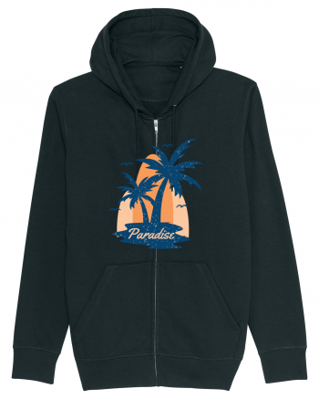 Retro Palm Tree Paradise Beach Black