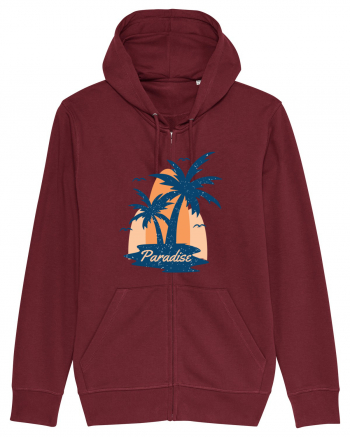 Retro Palm Tree Paradise Beach Burgundy