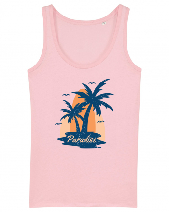 Retro Palm Tree Paradise Beach Cotton Pink