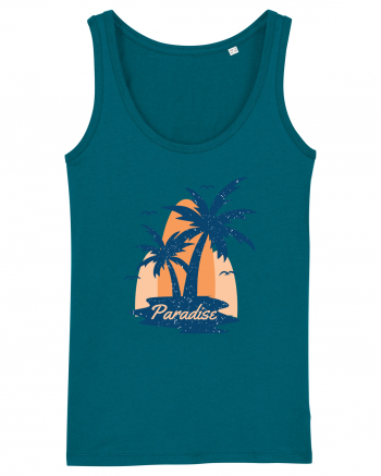 Retro Palm Tree Paradise Beach Ocean Depth