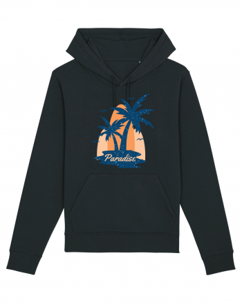 Retro Palm Tree Paradise Beach Black