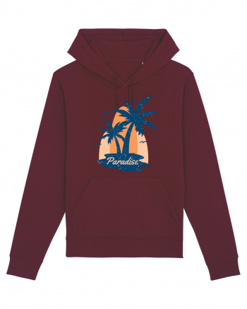 Retro Palm Tree Paradise Beach Burgundy